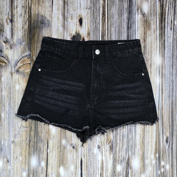 Women Black Denim Short Midnight Edge