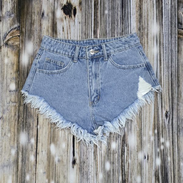 Women Denim Shorts Blue Fringe Dream