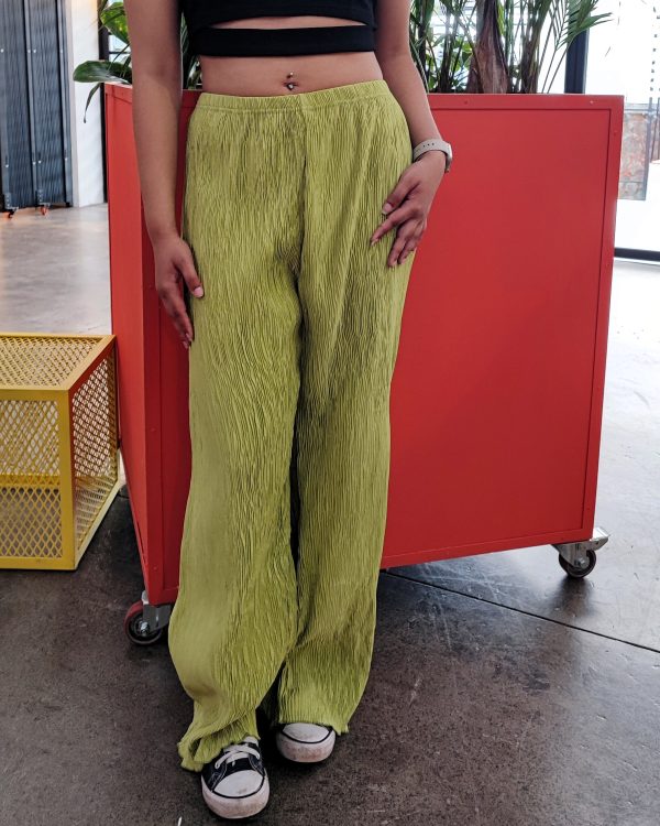 Women Lime Breeze Pleated Pants
