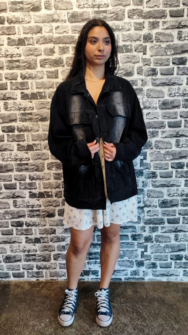 Faded Black Denim Jacket Shadow Fade