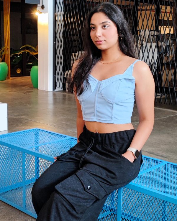 Women Sky Blue Bustier Top