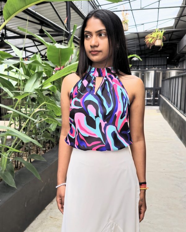Women Vibrant Abstract Halter Top