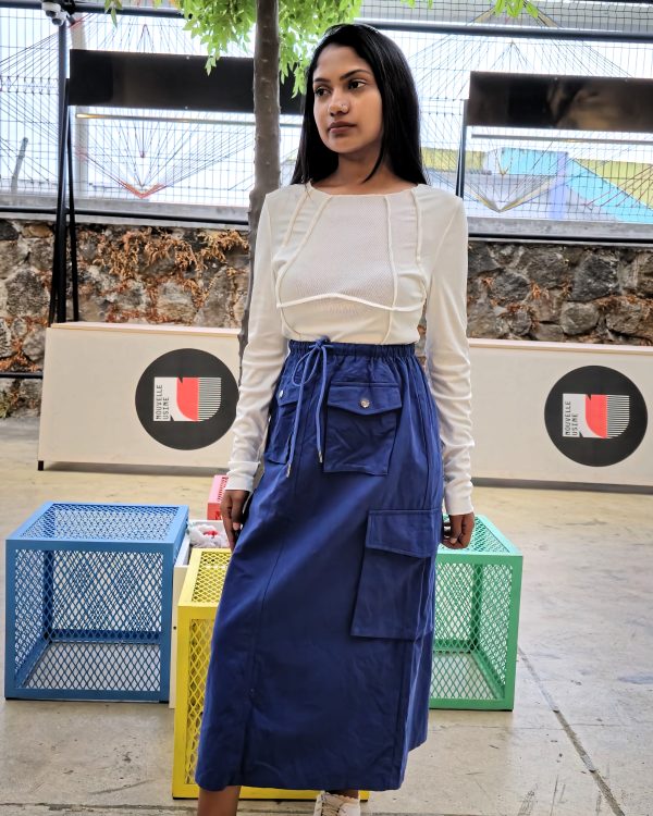 Women Cobalt Cargo Maxi Skirt
